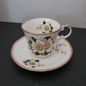 VTG 1975 Queen's Fine Bone China Floral Tea Cup & Saucer By Rosina China
